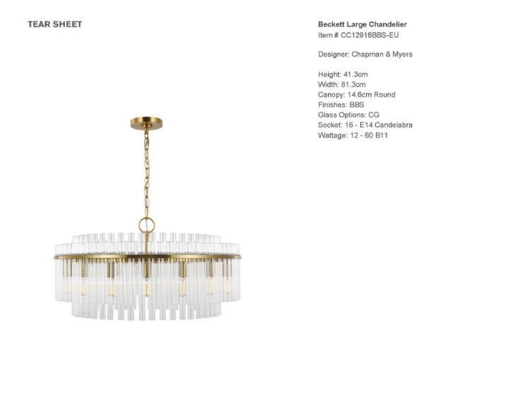 Picture of Beckett Large Chandelier in Burnished Brass