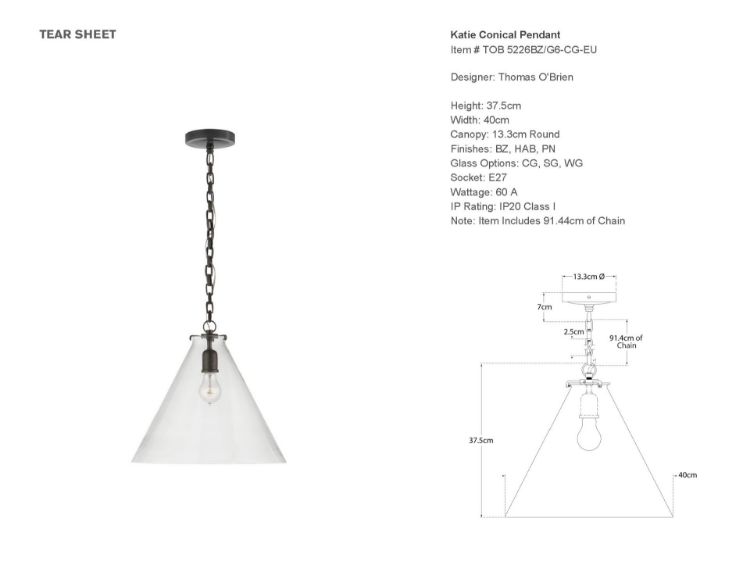 Picture of Katie Conical Pendant in Bronze with Clear Glass