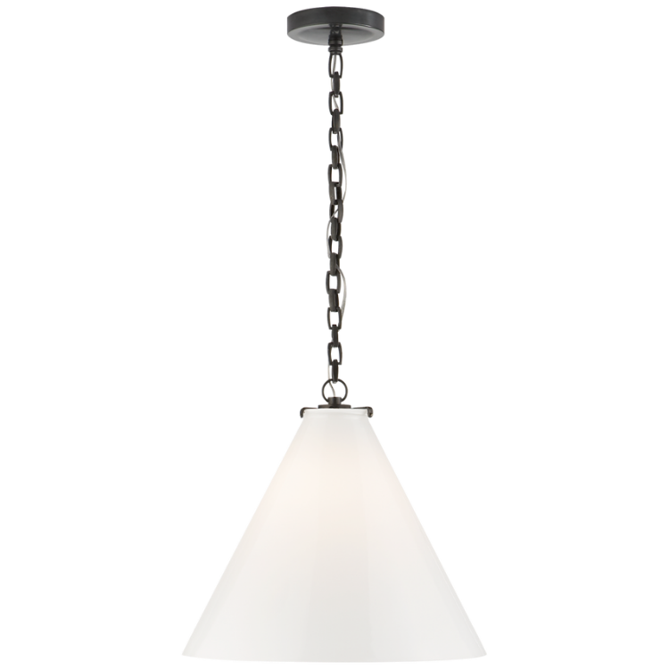 Picture of Katie Conical Pendant in Bronze with White Glass