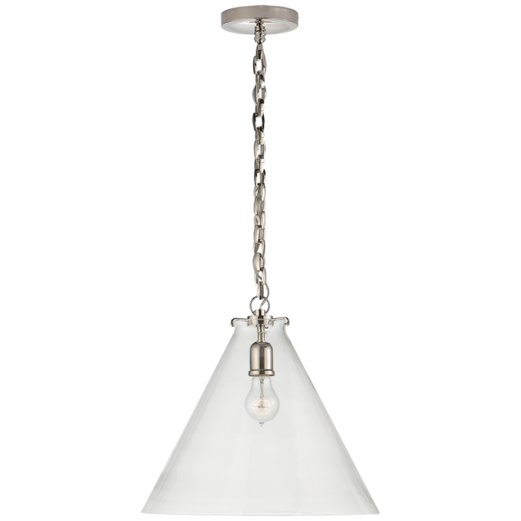 Picture of Katie Conical Pendant in Polished Nickel in Clear Glass