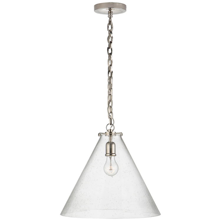 Picture of Katie Conical Pendant in Polished Nickel in Seeded Glass