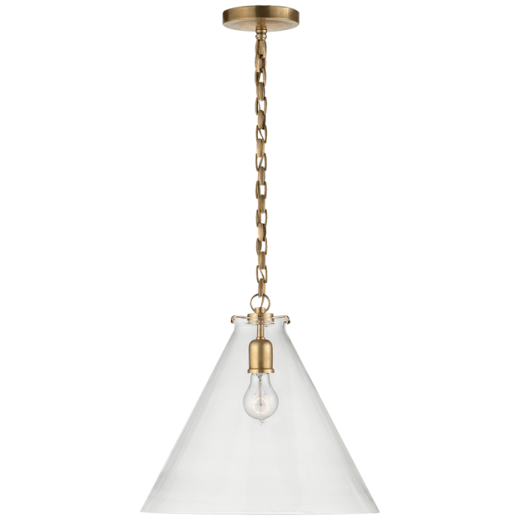 Picture of Katie Conical Pendant in Hand-Rubbed Antique Brass with Clear Glass