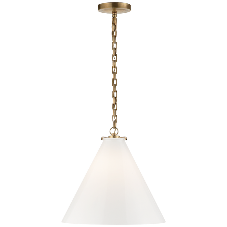 Picture of Katie Conical Pendant in Hand-Rubbed Antique Brass with White Glass