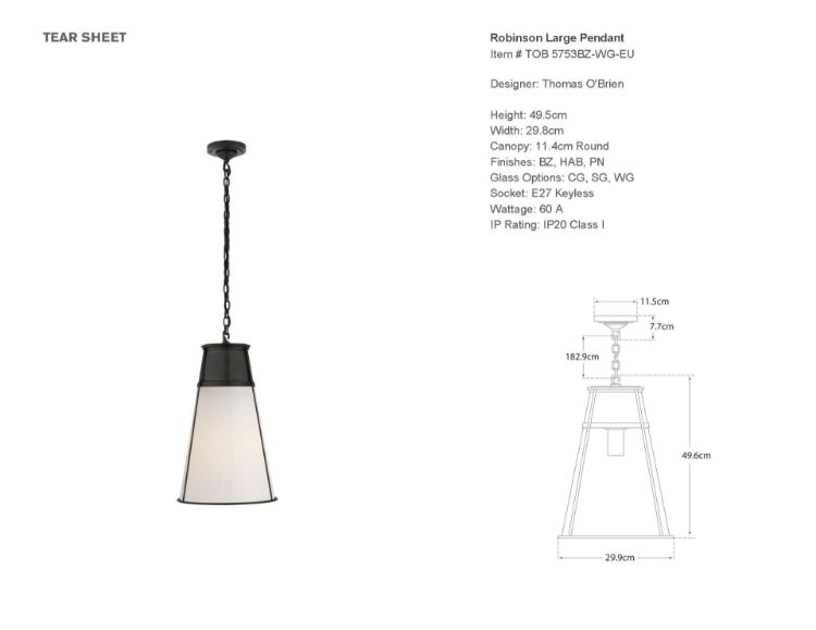 Picture of Robinson Large Pendant in Bronze with White Glass