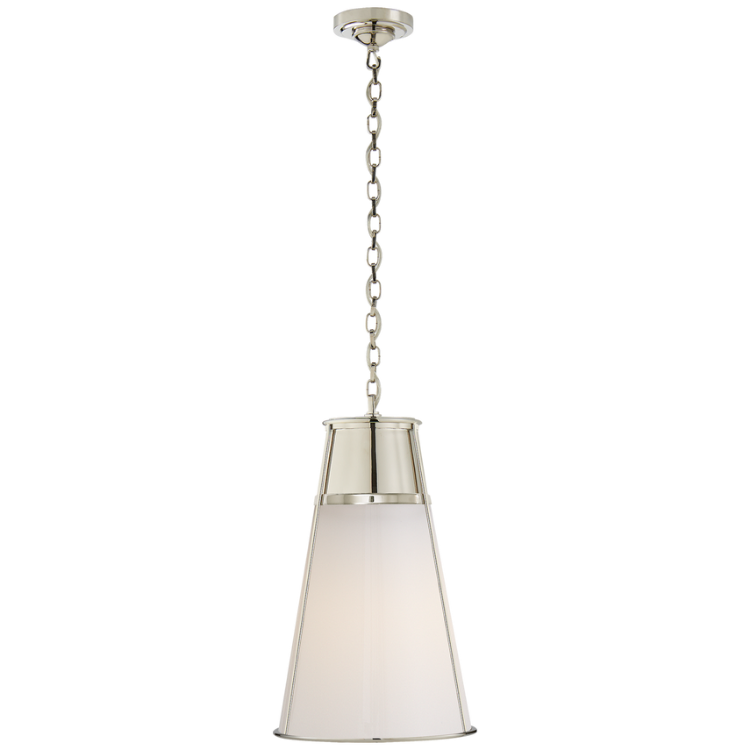 Picture of Robinson Large Pendant in Polished Nickel and White Glass