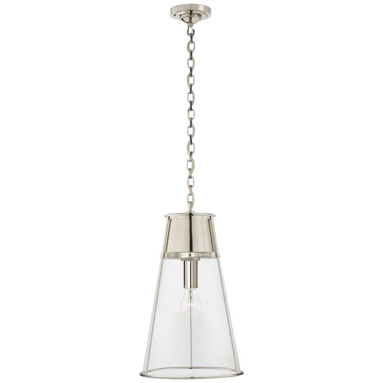 Picture of Robinson Large Pendant in Polished Nickel and Clear Glass