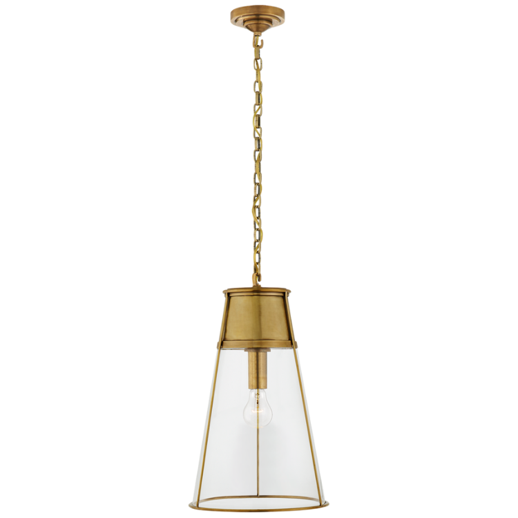 Picture of Robinson Large Pendant in Hand-Rubbed Antique Brass and Clear Glass