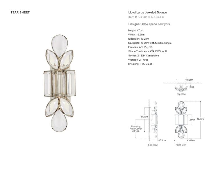Picture of Lloyd Large Jeweled Sconce in Polished Nickel