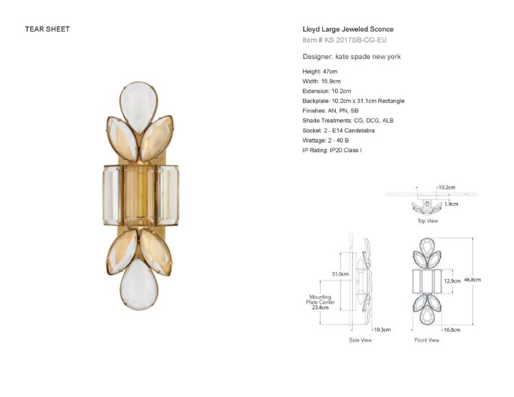 Picture of Lloyd Large Jeweled Sconce in Soft Brass