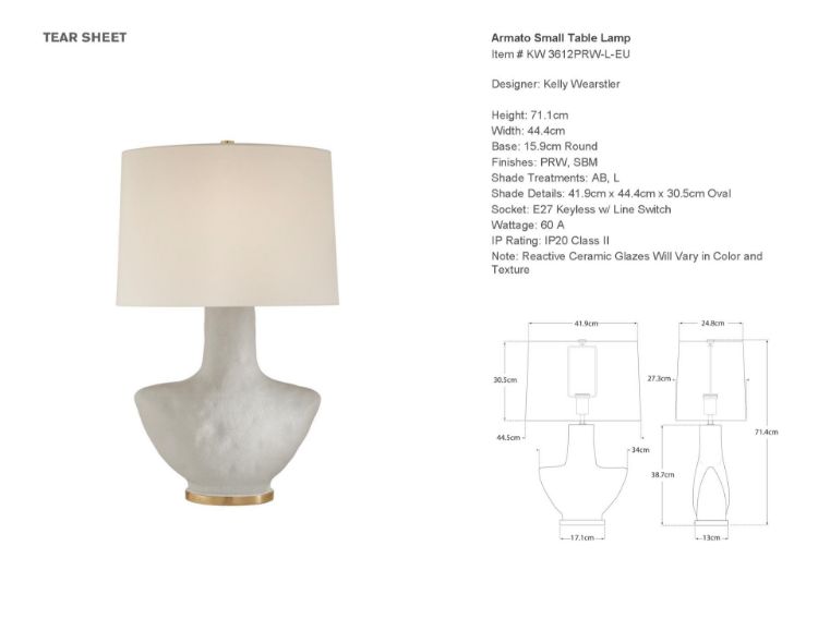 Picture of Armato Small Table Lamp in Porous White Porcelain and Linen Shade