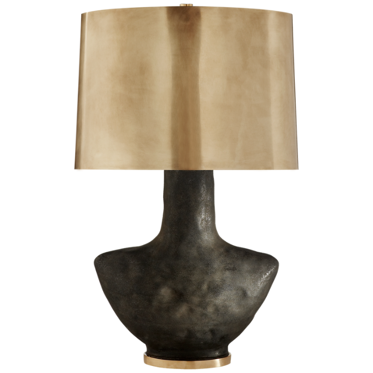 Picture of Armato Small Table Lamp in Black Porcelain and Brass Shade