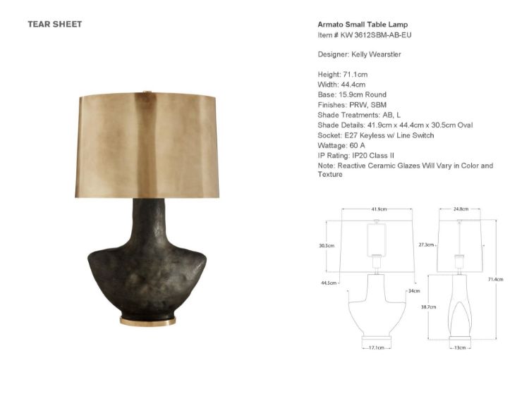 Picture of Armato Small Table Lamp in Black Porcelain and Brass Shade