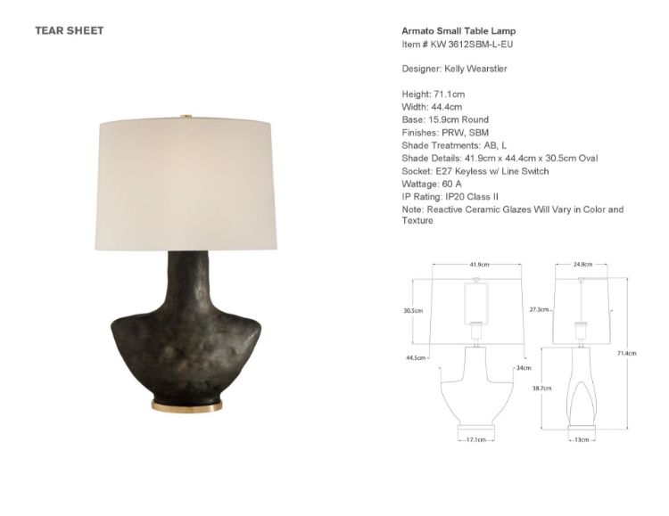 Picture of Armato Small Table Lamp in Black Porcelain and Linen Shade