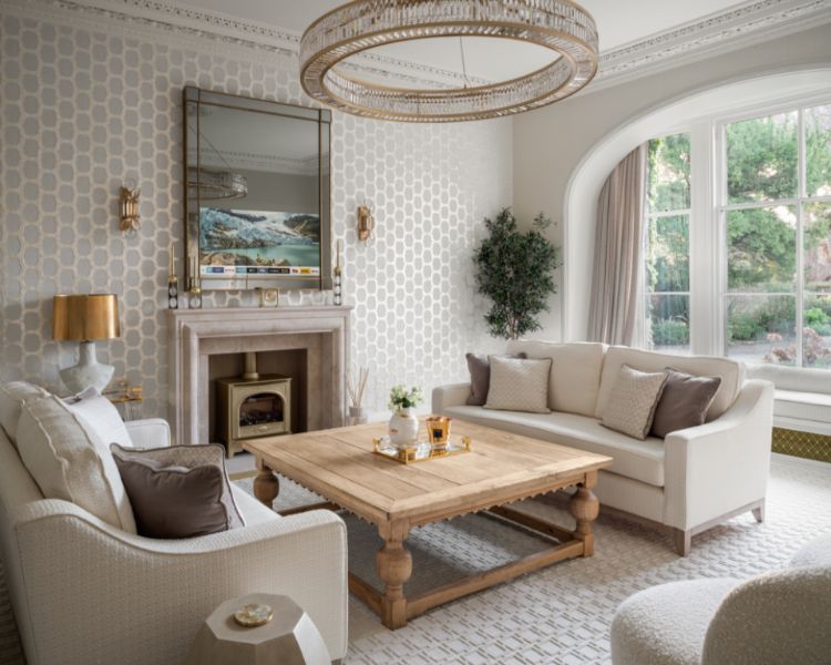 Picture of Armato Small Table Lamp in Porous White Porcelain and Linen Shade