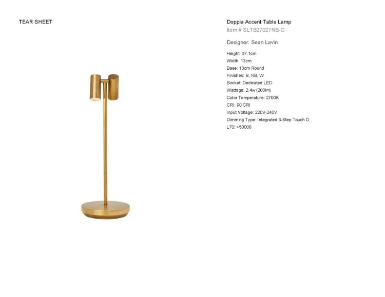 Picture of Doppia Accent Outdoor Rechargeable Lamp in Natural Brass