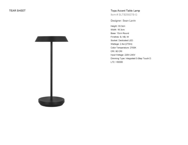 Picture of Tepa Accent Outdoor Rechargeable Lamp in Black