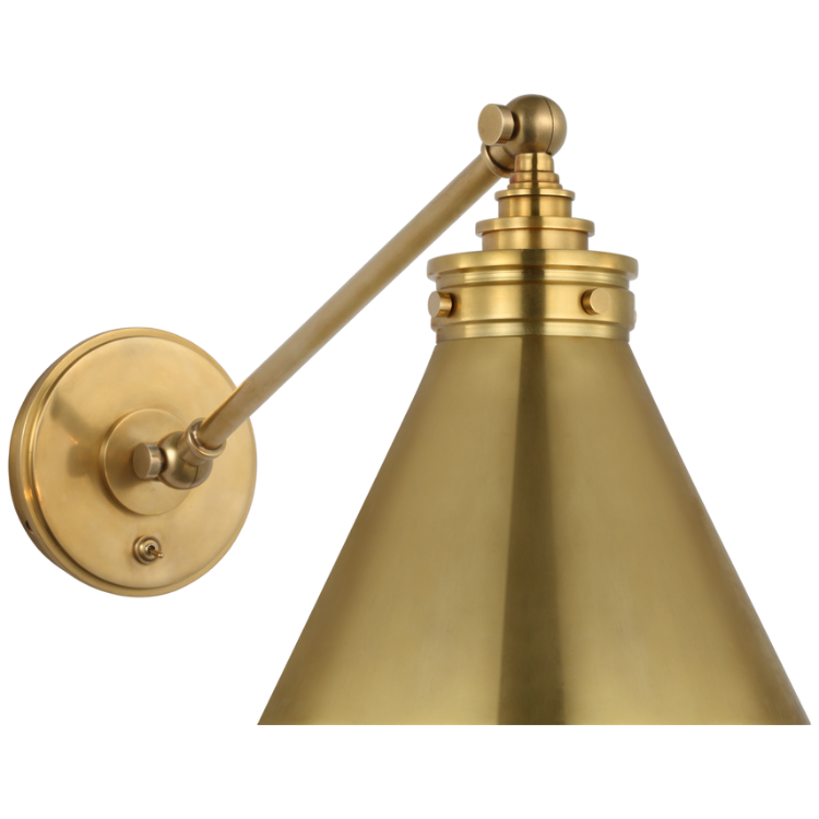 Picture of Parkington Single Library Wall Light in Antique-Burnished Brass with Antique-Burnished Brass Shade