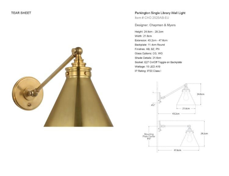 Picture of Parkington Single Library Wall Light in Antique-Burnished Brass with Antique-Burnished Brass Shade