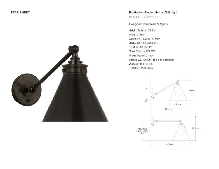 Picture of Parkington Single Library Wall Light in Bronze with Bronze Shade