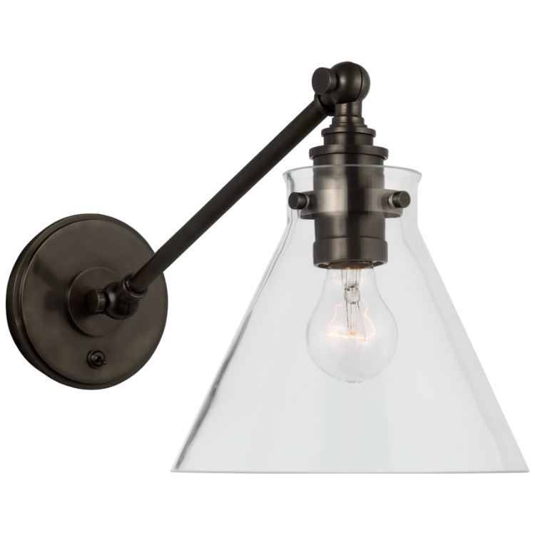Picture of Parkington Single Library Wall Light in Bronze with Clear Glass Shade