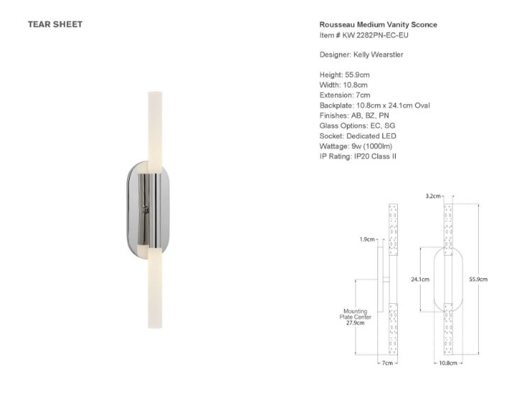 Picture of Rousseau Medium Vanity Sconce in Polished Nickel