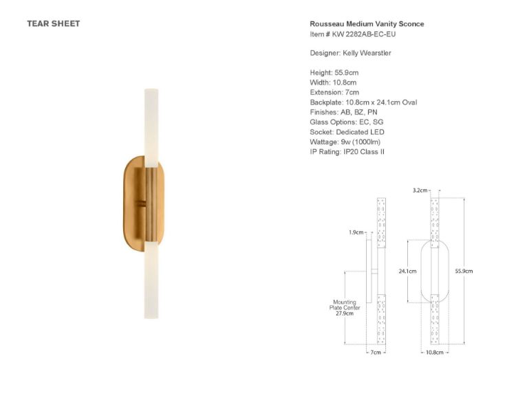 Picture of Rousseau Medium Vanity Sconce in Antique Burnished Brass