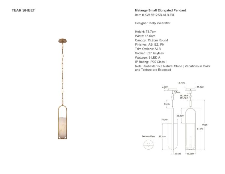 Picture of Melange Small Elongated Pendant in Antique Burnished Brass