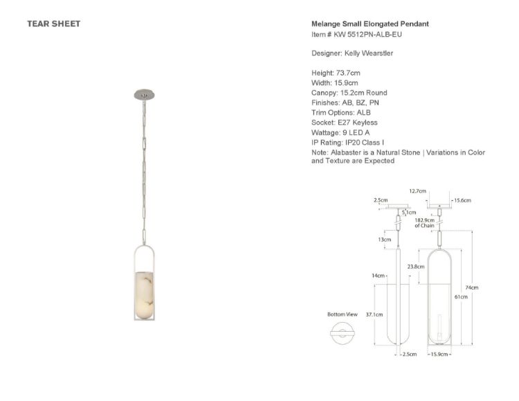Picture of Melange Small Elongated Pendant in Polished Nickel
