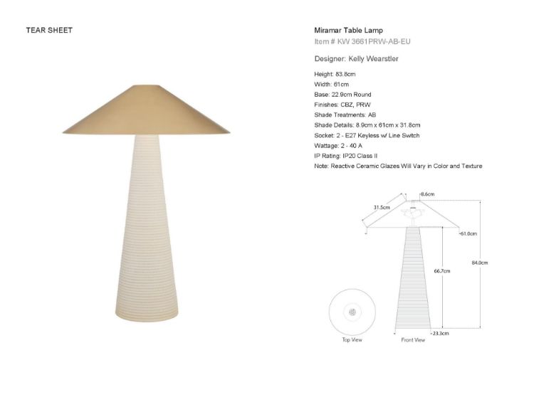 Picture of Miramar Table Lamp in Porous White Porcelain