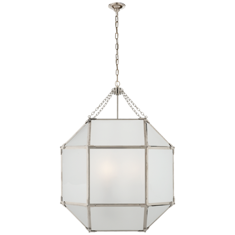 Picture of Morris Large Lantern in Polished Nickel and Frosted Glass