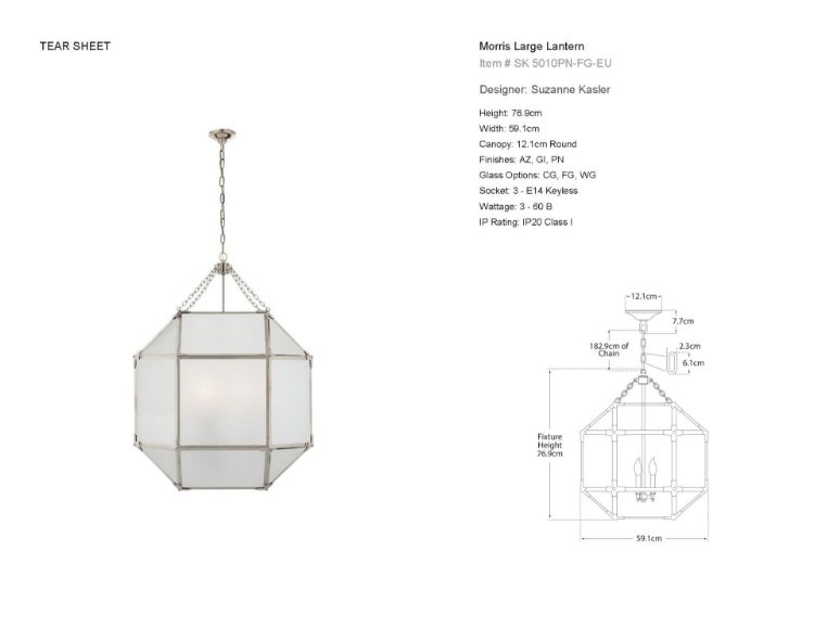 Picture of Morris Large Lantern in Polished Nickel and Frosted Glass