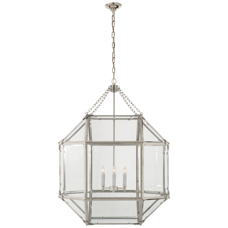 Picture of Morris Large Lantern in Polished Nickel and Clear Glass