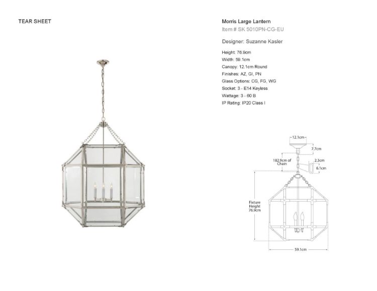 Picture of Morris Large Lantern in Polished Nickel and Clear Glass