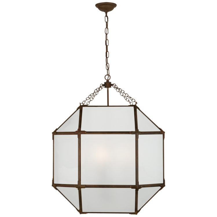 Picture of Morris Large Lantern in Antique Zinc and Frosted Glass