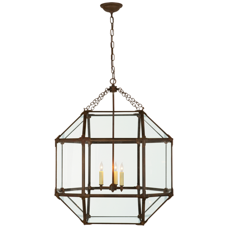 Picture of Morris Large Lantern in Antique Zinc and Clear Glass