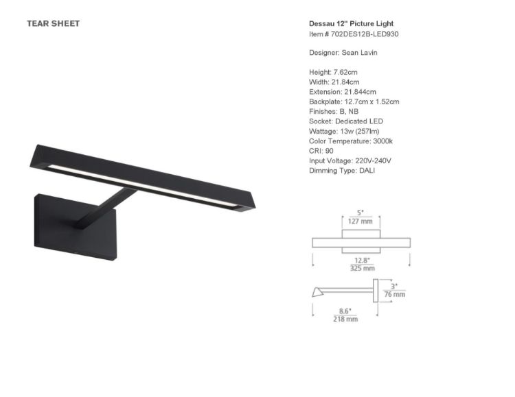 Picture of Dessau 12 Picture Light in Nightshade Black