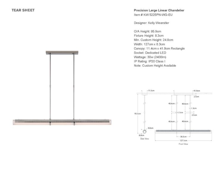 Picture of Precision Large Linear Chandelier in Polished Nickel