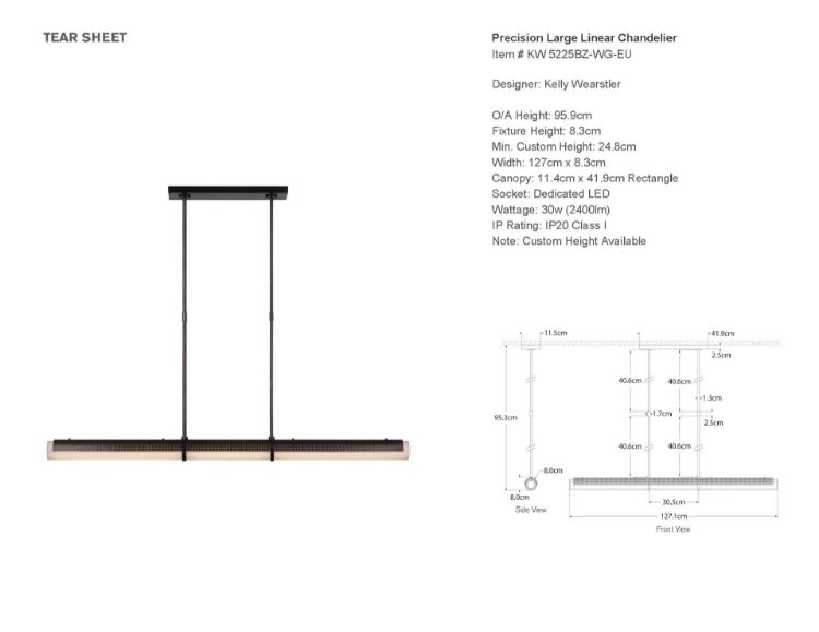 Picture of Precision Large Linear Chandelier in Bronze