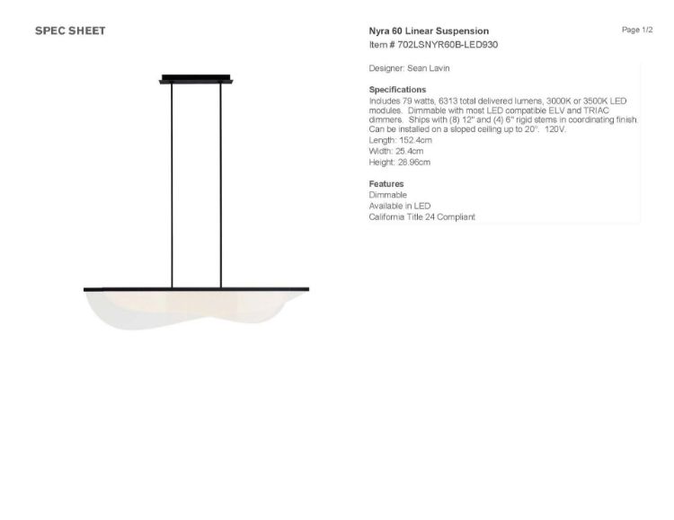 Picture of Nyra 60 Linear Suspension in Nightshade Black