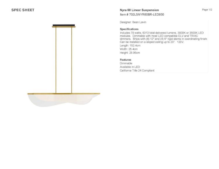 Picture of Nyra 60 Linear Suspension in Plated Brass