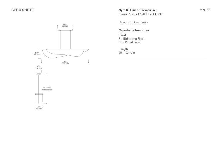 Picture of Nyra 60 Linear Suspension in Plated Brass