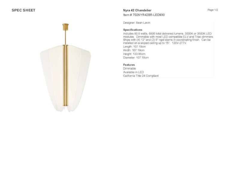 Picture of Nyra 42 Chandelier in Plated Brass