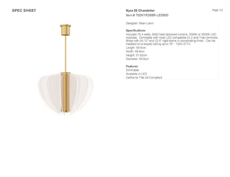 Picture of Nyra 28 Chandelier in Plated Brass