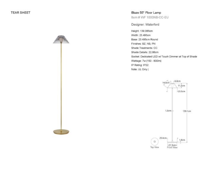 Picture of Blaze 55" Floor Lamp in Natural Brass