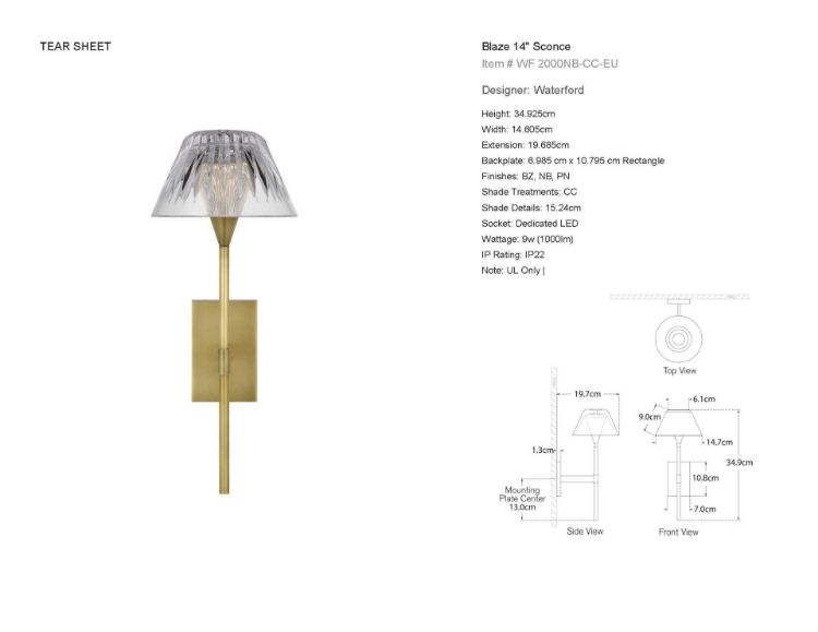 Picture of Blaze 14" Sconce in Natural Brass