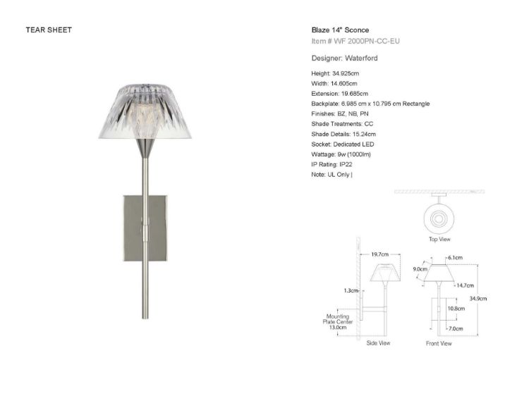 Picture of Blaze 14" Sconce in Polished Nickel
