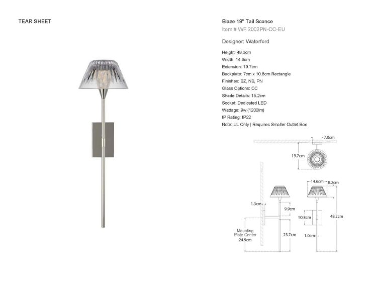 Picture of Blaze 19" Tail Sconce in Polished Nickel
