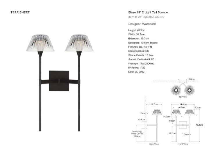 Picture of Blaze 19" 2 Light Tail Sconce in Bronze