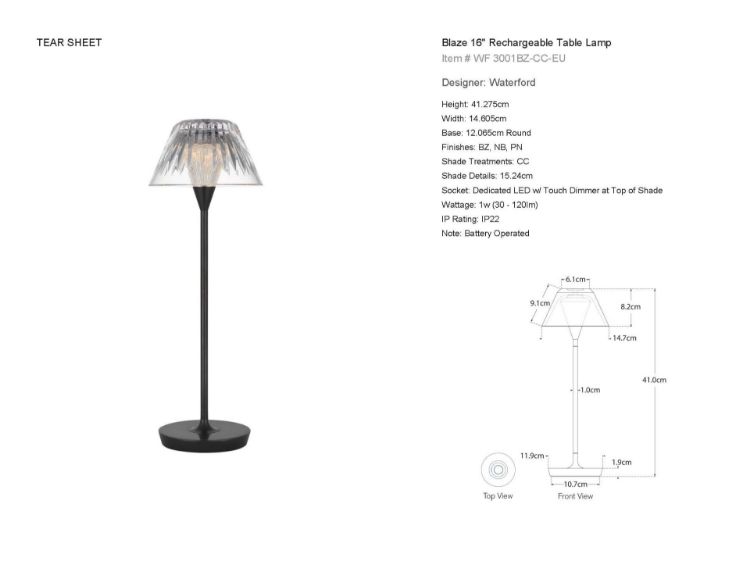 Picture of Blaze 16" Rechargeable Table Lamp in Bronze