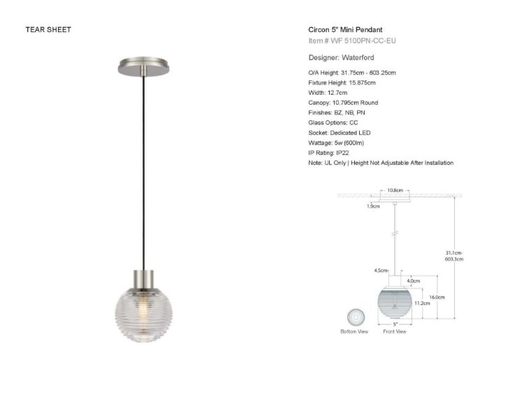 Picture of Circon 5" Mini Pendant in Polished Nickel
